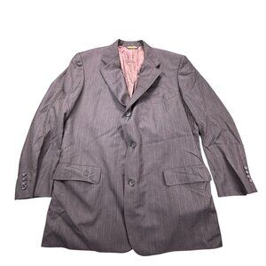 Vintage Brooks Brothers Wool Blazer Makers 46R Gray Hand Tailored Striped